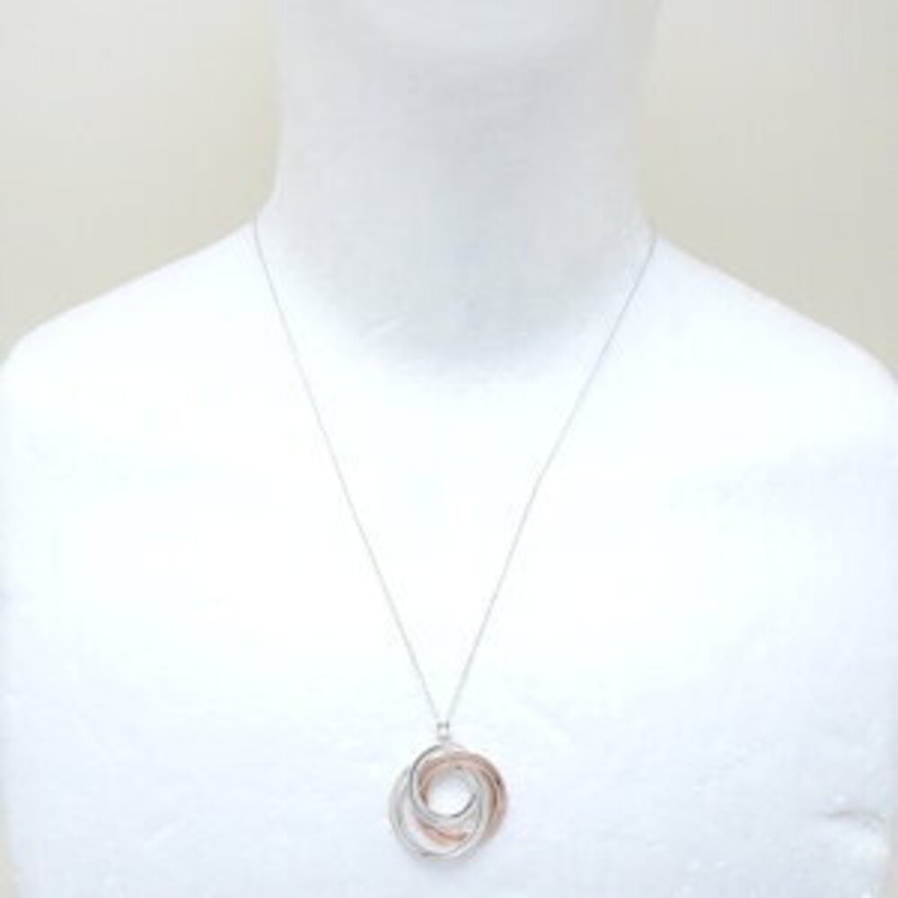 TIFFANY Triple Circle Ring Necklace Silver Metal